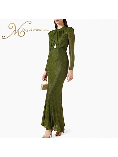 green rhinestone dress